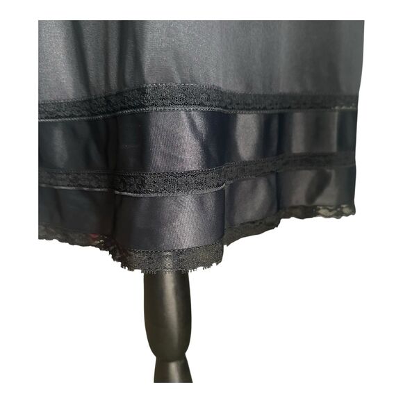 VTG Black Satin Lace Slip Dress Nightgown 90s Y2K Midi Lingerie Goth Romantic S - Picture 3 of 4